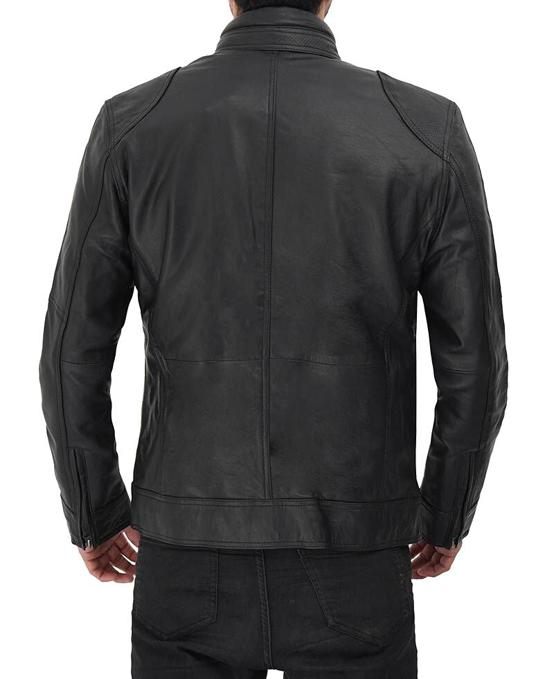 Men's Black Real Lambskin Leather Biker Jacket