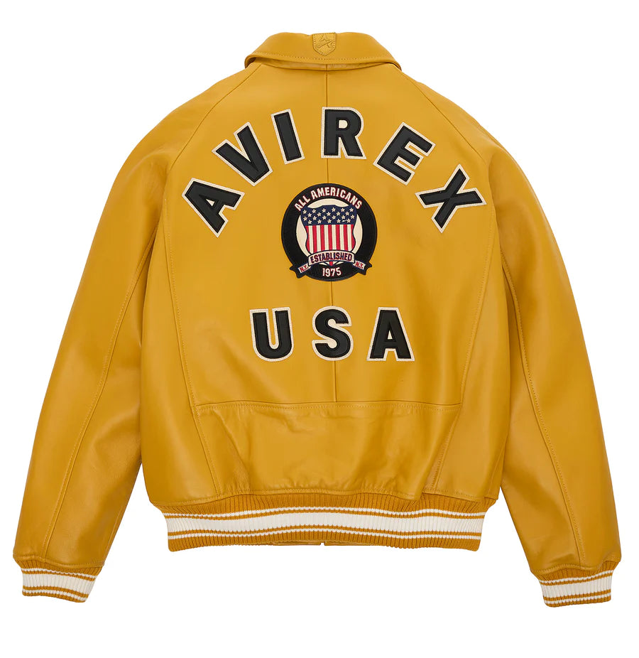 Men's Avirex Leather Jacket Iconic Avirex jacket (Yellow)