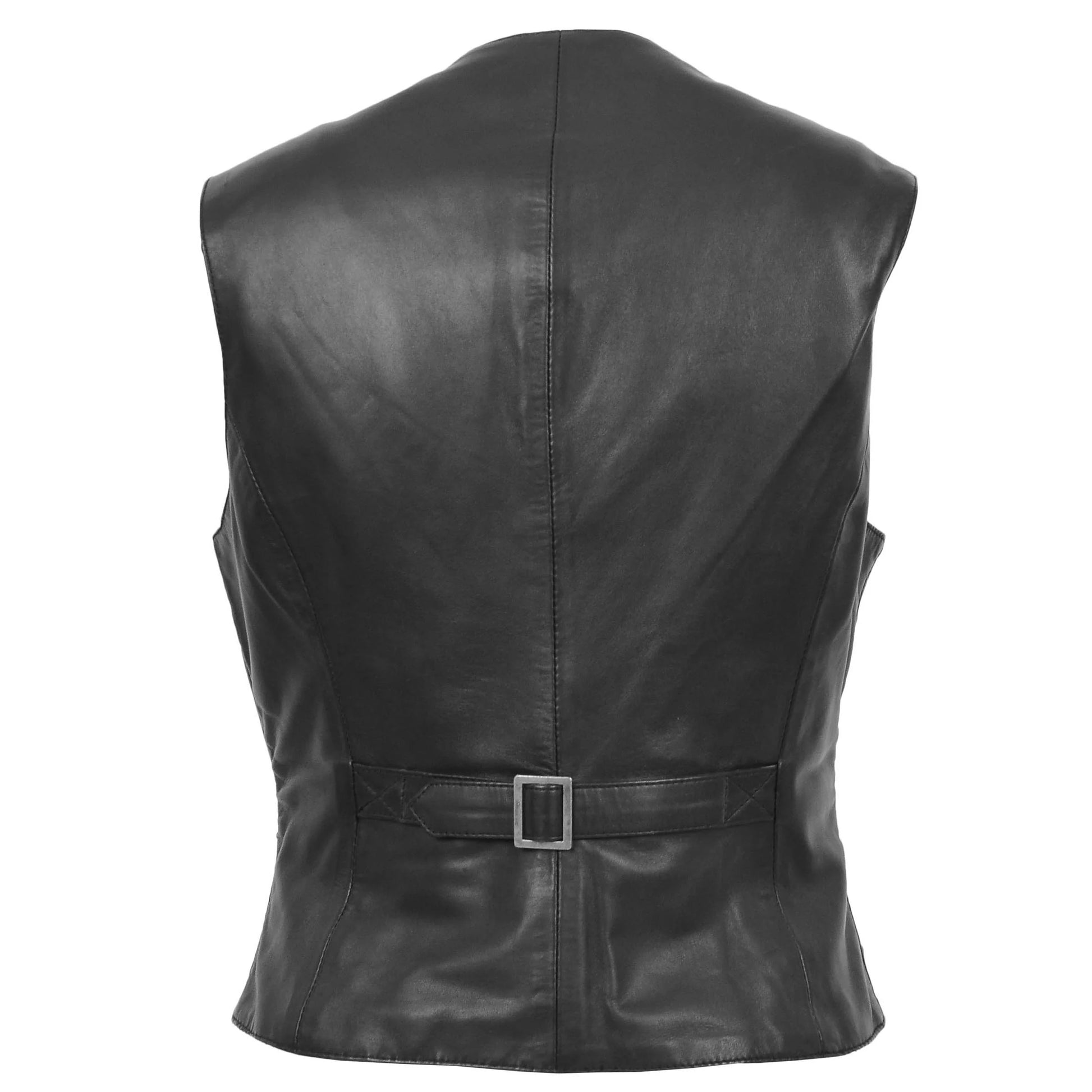 Womens Leather Classic Buttoned Waistcoat Rita Black