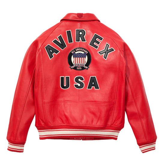 Men's Avirex Leather Jacket Iconic Avirex jacket (Red)