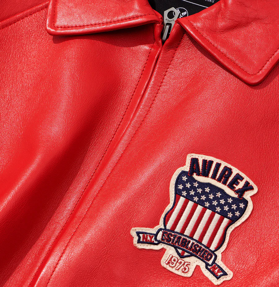 Men's Avirex Leather Jacket Iconic Avirex jacket (Red)