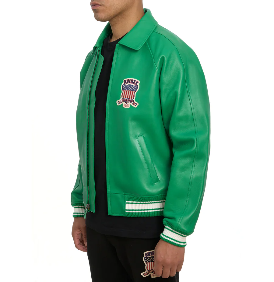 Men's Avirex Leather Jacket Iconic Avirex jacket (Green)