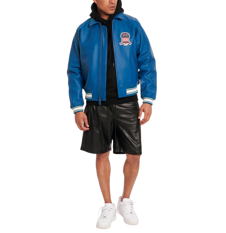 Men's Avirex Leather Jacket Iconic Avirex jacket (Dark Blue)