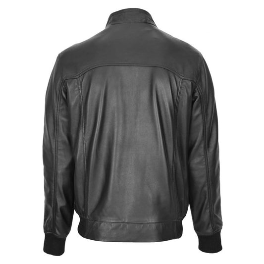 Mens Real Leather Bomber Jacket Raglan Shoulder Francis Black