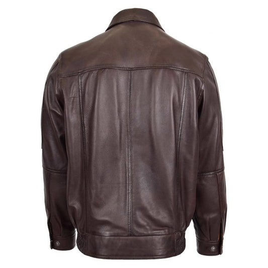 Mens Classic Leather Bomber Jacket Jim Brown Nappa