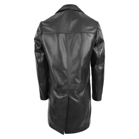 Mens Leather 3/4 Length Classic Coat Jimmy Black