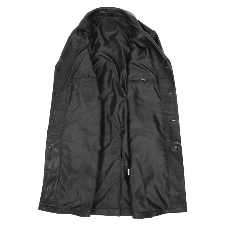 Mens Leather 3/4 Length Classic Coat Jimmy Black