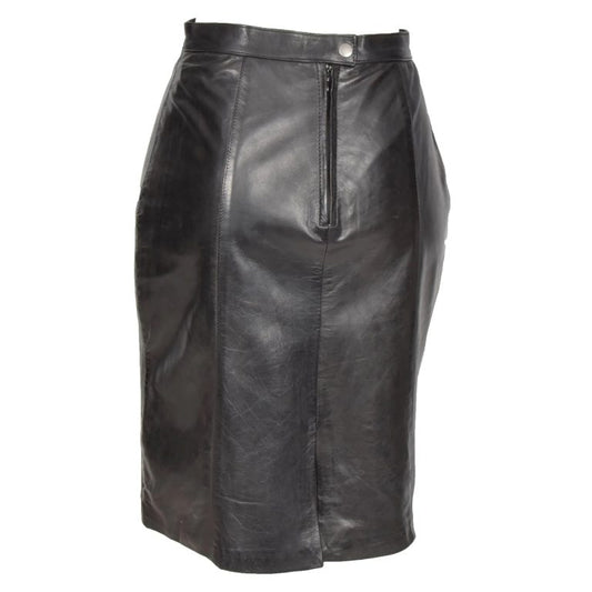 Ladies Leather 22inch Long Knee Length Pencil Skirt SKT1 Black
