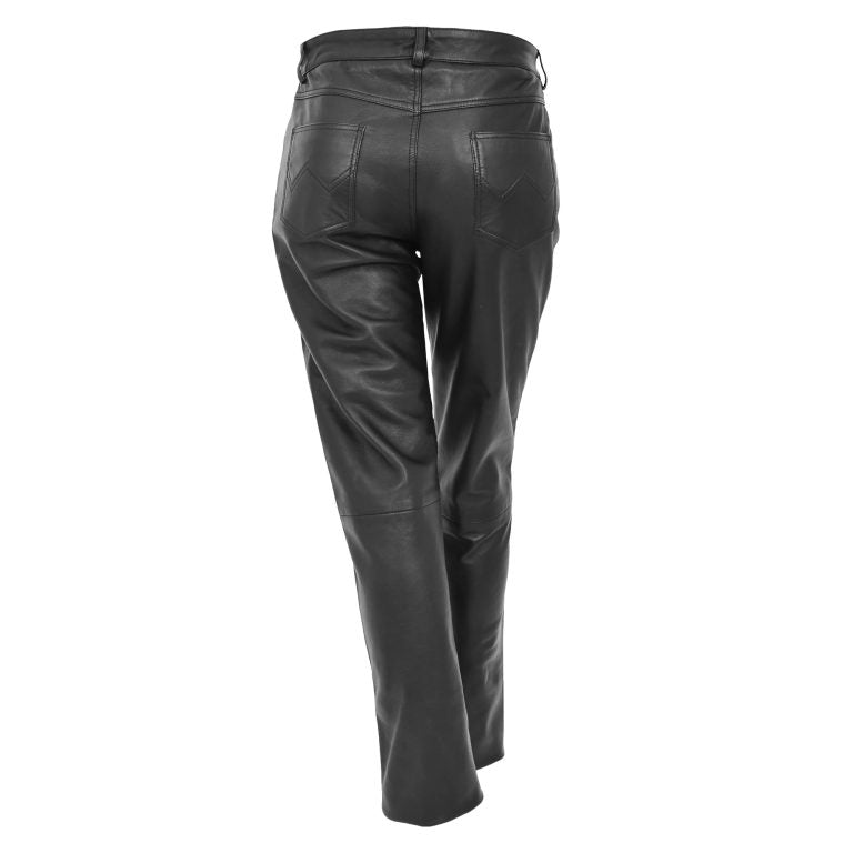 Ladies Leather Slim Fit Trousers Black
