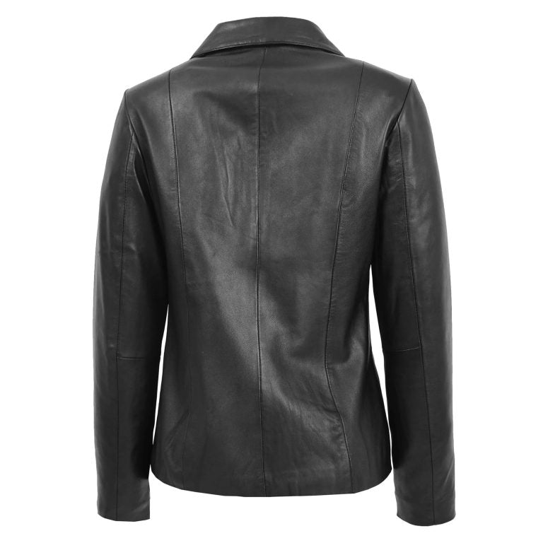 Womens Classic Zip Fastening Leather Jacket Julia Black