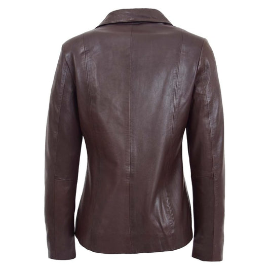 Womens Classic Zip Fastening Leather Jacket Julia Brown