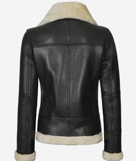 Frances Womens Brown Shearling Leather B3 Bomber Jacket