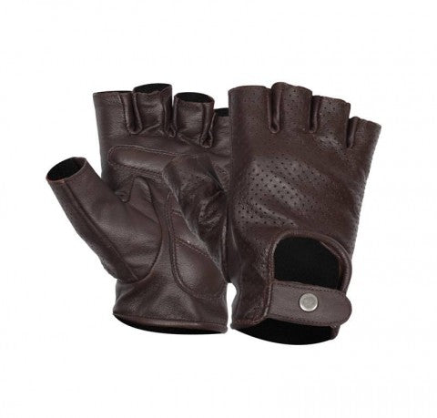 Fingerless Dark Brown Leather Gloves