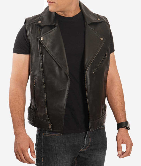 Nolan Asymmetrical Mens Leather Motorcycle Vest